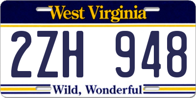 WV license plate 2ZH948