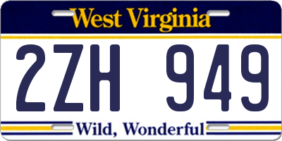 WV license plate 2ZH949
