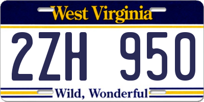 WV license plate 2ZH950