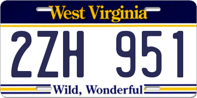 WV license plate 2ZH951