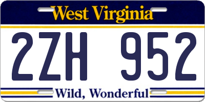 WV license plate 2ZH952