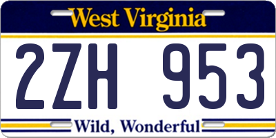 WV license plate 2ZH953