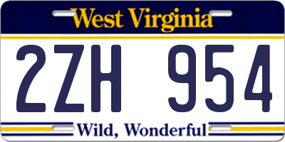 WV license plate 2ZH954
