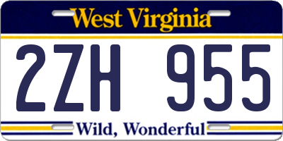 WV license plate 2ZH955
