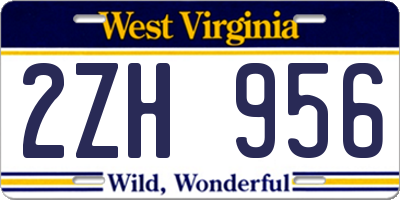 WV license plate 2ZH956