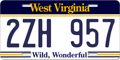 WV license plate 2ZH957