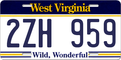 WV license plate 2ZH959