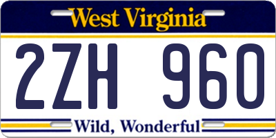 WV license plate 2ZH960
