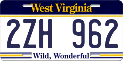 WV license plate 2ZH962