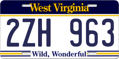 WV license plate 2ZH963
