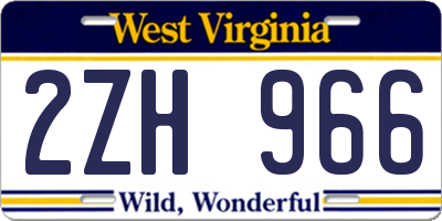 WV license plate 2ZH966