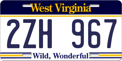 WV license plate 2ZH967