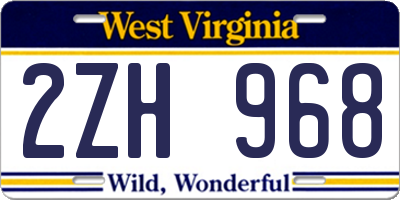 WV license plate 2ZH968