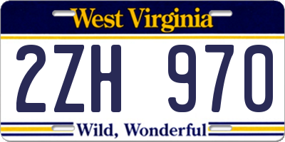 WV license plate 2ZH970