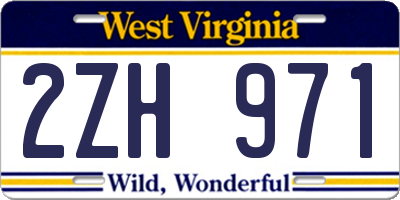 WV license plate 2ZH971