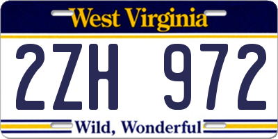 WV license plate 2ZH972