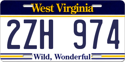 WV license plate 2ZH974
