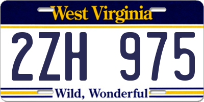 WV license plate 2ZH975