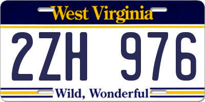 WV license plate 2ZH976