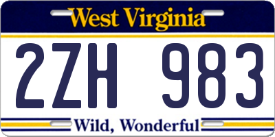 WV license plate 2ZH983