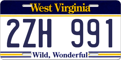 WV license plate 2ZH991