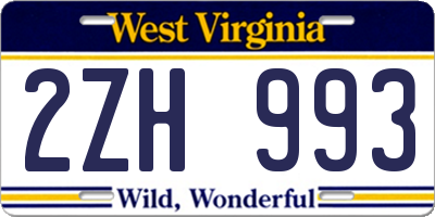 WV license plate 2ZH993