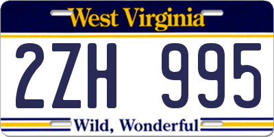WV license plate 2ZH995