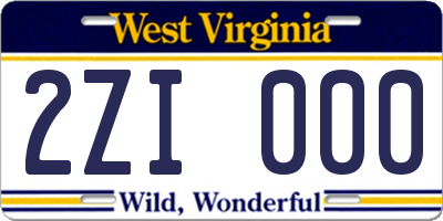 WV license plate 2ZI000