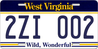 WV license plate 2ZI002