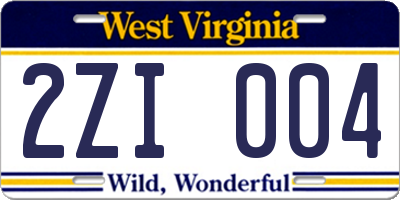 WV license plate 2ZI004