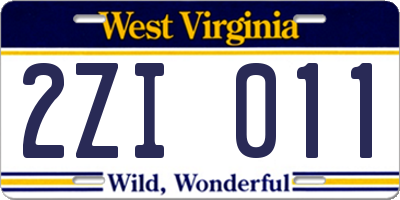 WV license plate 2ZI011