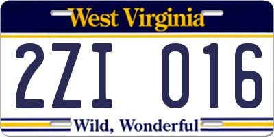 WV license plate 2ZI016