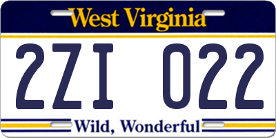 WV license plate 2ZI022