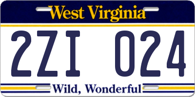 WV license plate 2ZI024