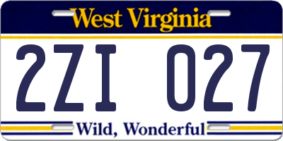 WV license plate 2ZI027