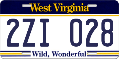 WV license plate 2ZI028