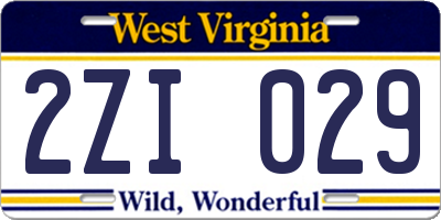 WV license plate 2ZI029