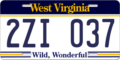 WV license plate 2ZI037
