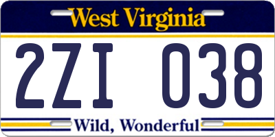WV license plate 2ZI038