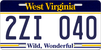 WV license plate 2ZI040