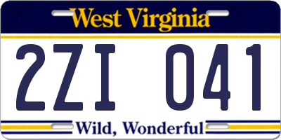 WV license plate 2ZI041