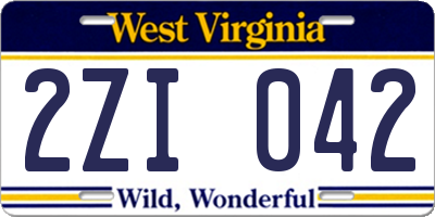WV license plate 2ZI042