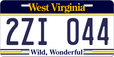WV license plate 2ZI044