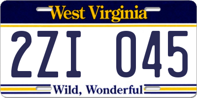 WV license plate 2ZI045