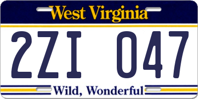 WV license plate 2ZI047