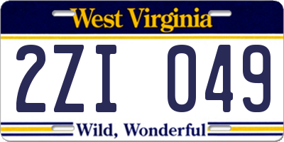 WV license plate 2ZI049