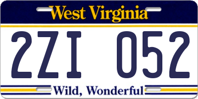 WV license plate 2ZI052