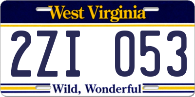 WV license plate 2ZI053