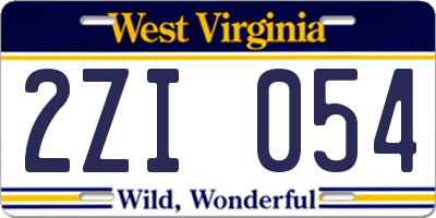 WV license plate 2ZI054