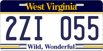 WV license plate 2ZI055